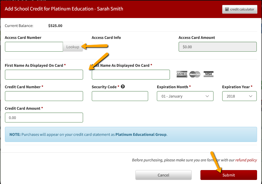 (School) Adding School Credit – Platinum Education Knowledgebase